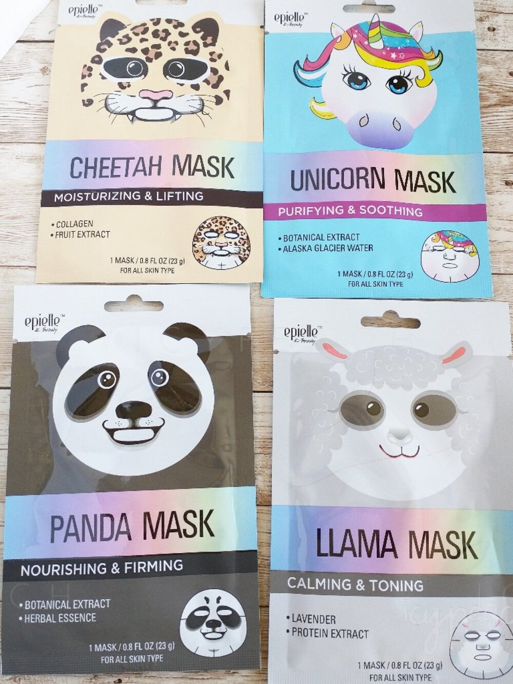 Epielle Character Sheet Masks 4 Pack New K-Beauty Skincare Cruelty-Free Assorted